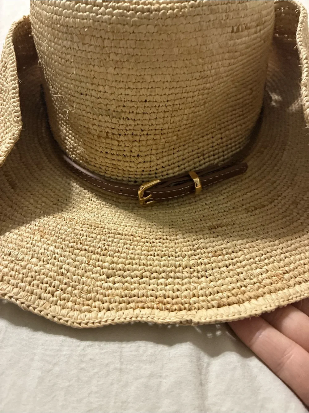 Miu Miu Raffia and Leather Hat